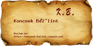 Koncsek Bálint névjegykártya
